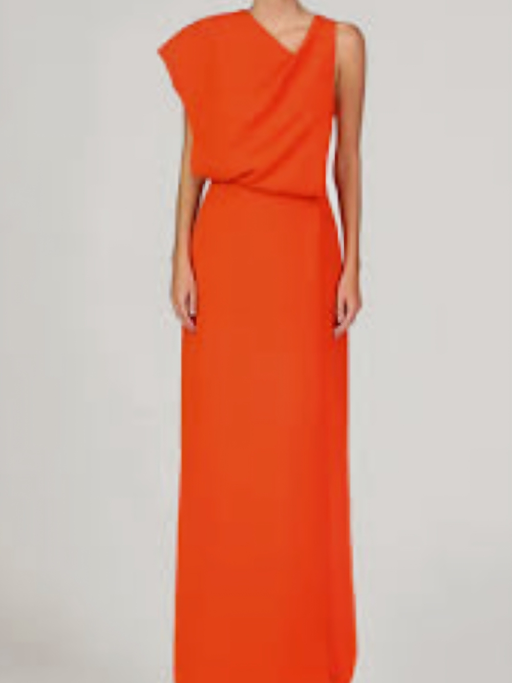 Halston Heritage One-Shoulder Bright Orange Maxi Dress